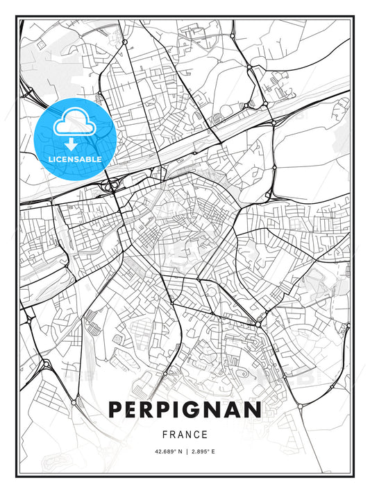 Perpignan, France, Modern Print Template in Various Formats - HEBSTREITS Sketches