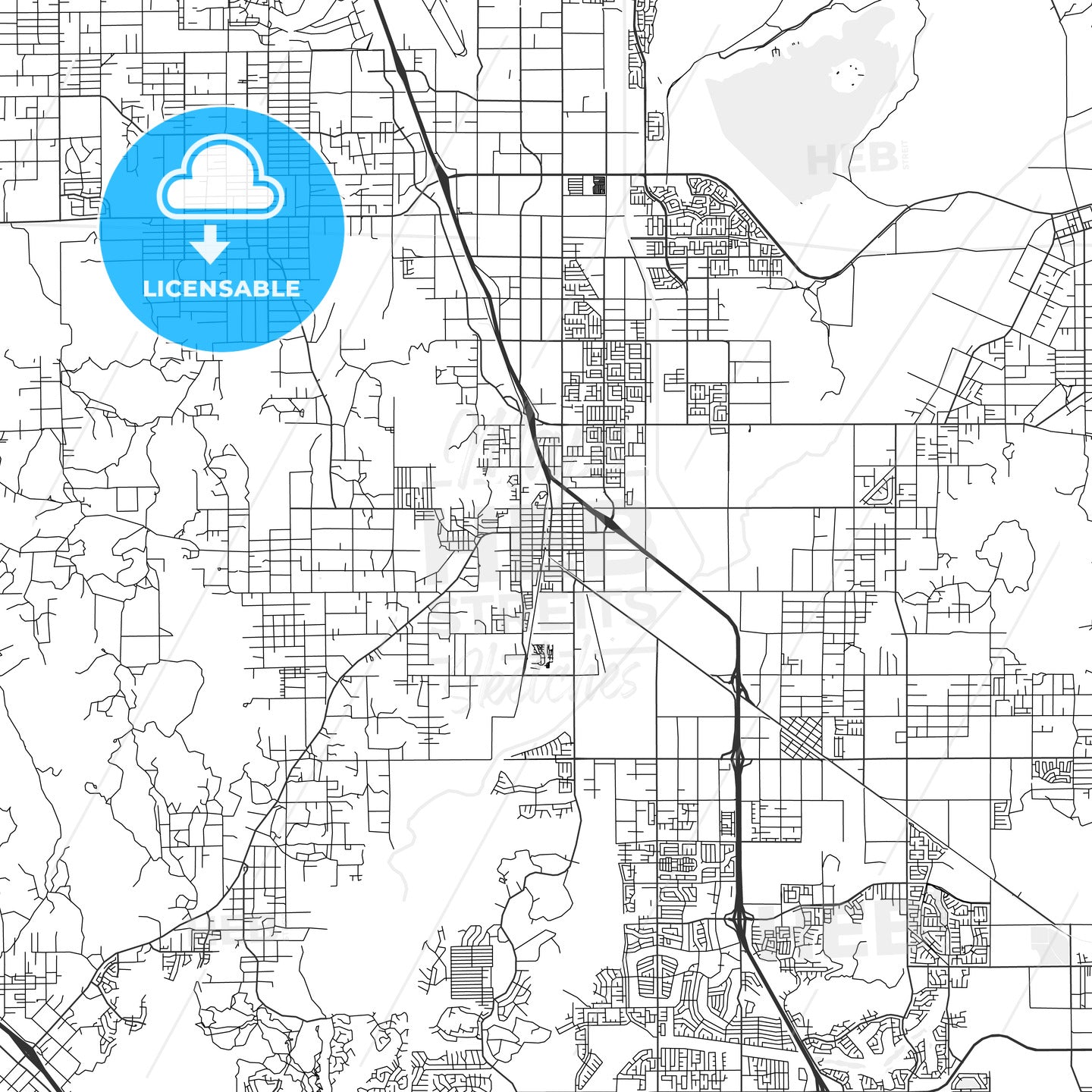 Perris, California - Area Map - Light