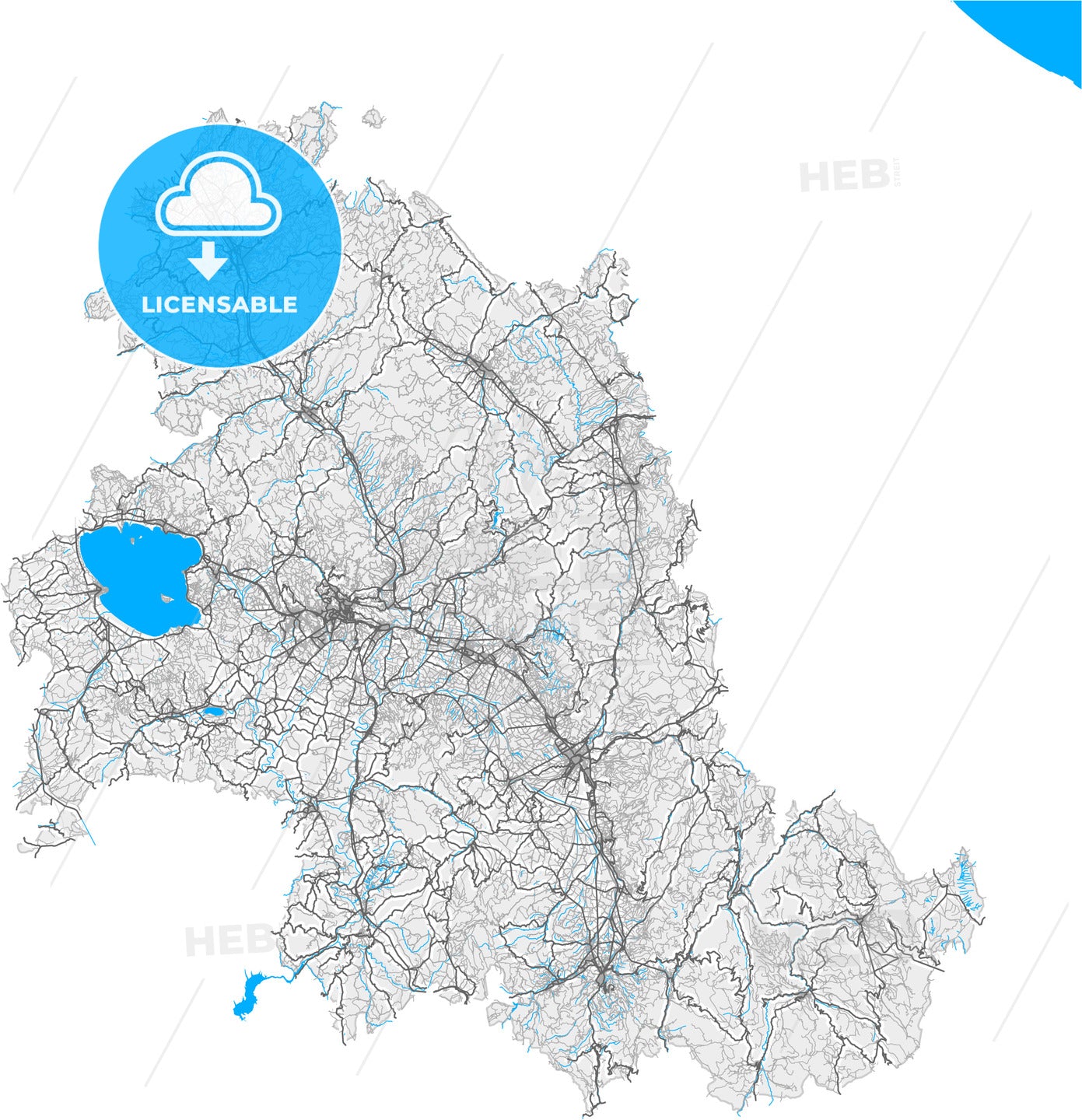 Perugia, Umbria, Italy, high quality vector map