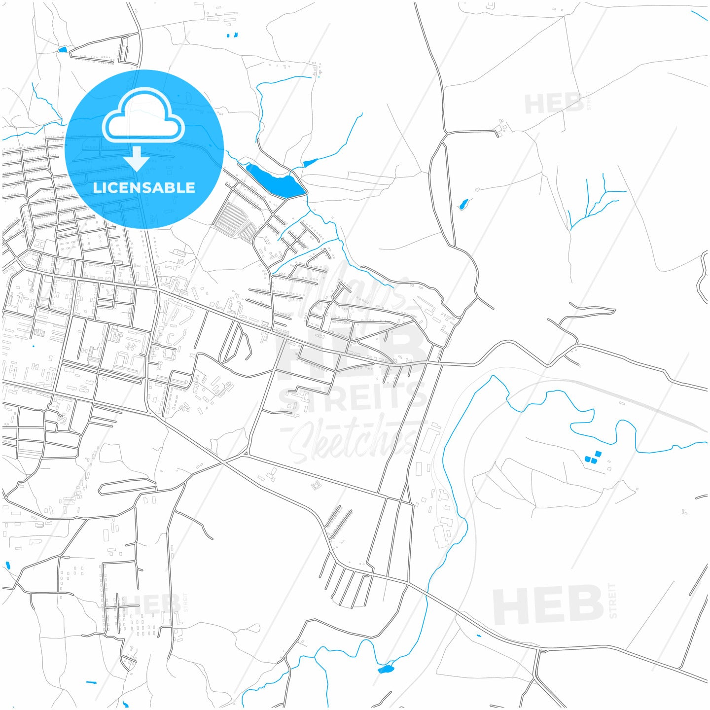 Pervomaisk, Luhansk Oblast, Ukraine, city map with high quality roads.