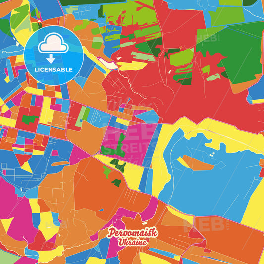Pervomaisk, Ukraine Crazy Colorful Street Map Poster Template - HEBSTREITS Sketches