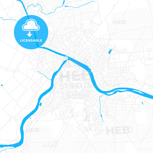 Pervomaisk, Ukraine PDF vector map with water in focus