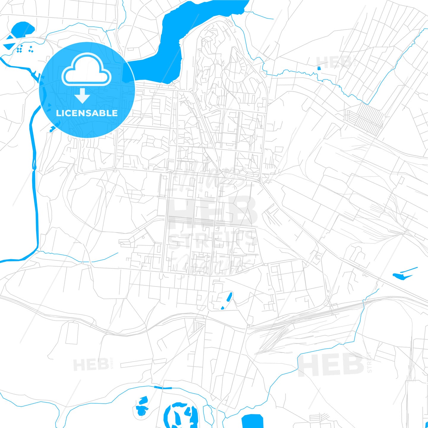 Pervouralsk, Russia bright two-toned vector map