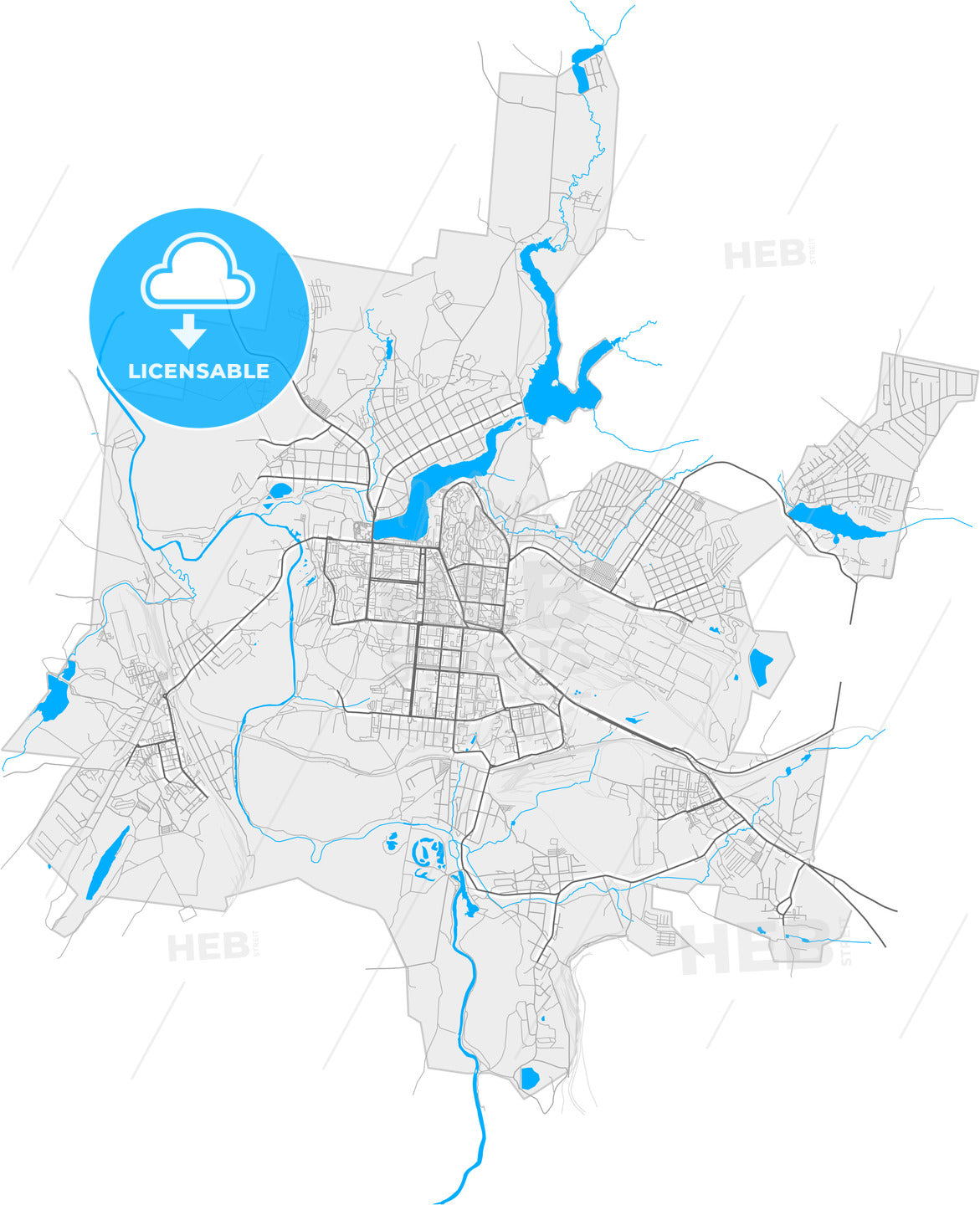 Pervouralsk, Sverdlovsk Oblast, Russia, high quality vector map