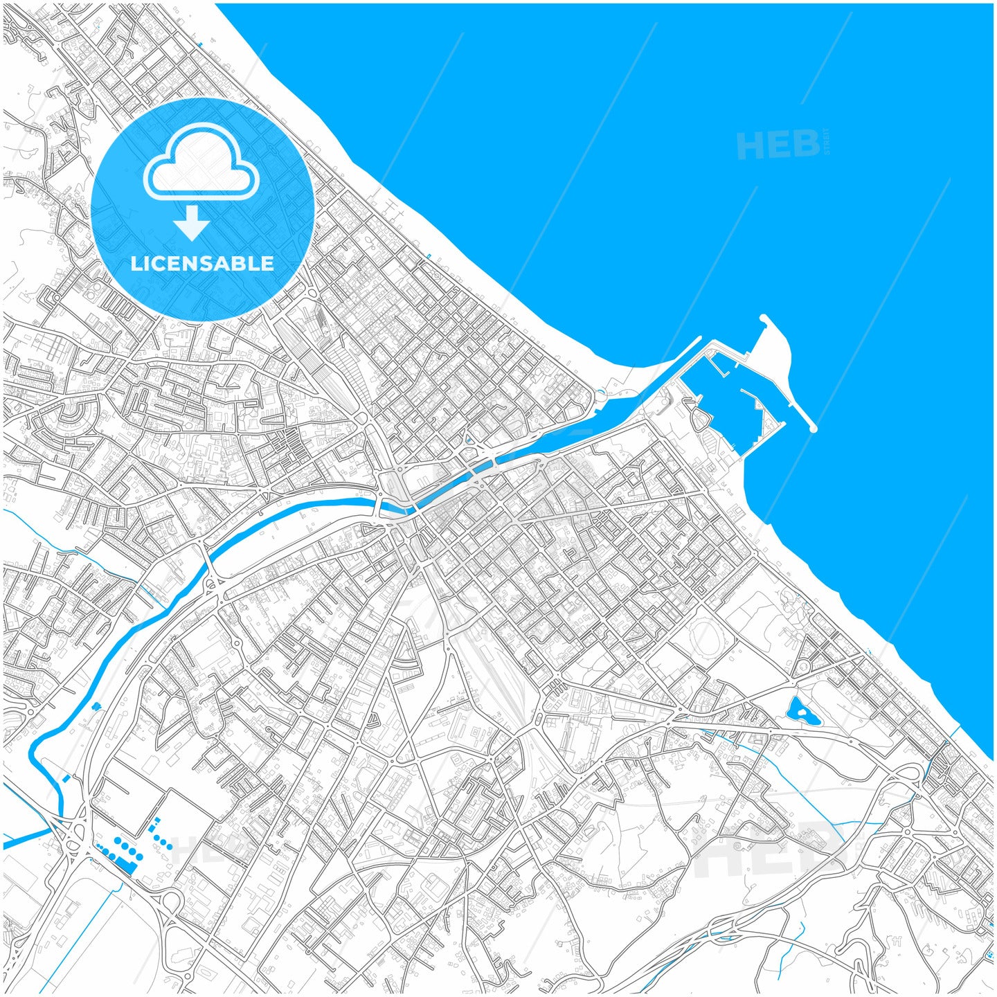 Pescara, Abruzzo, Italy, city map with high quality roads.