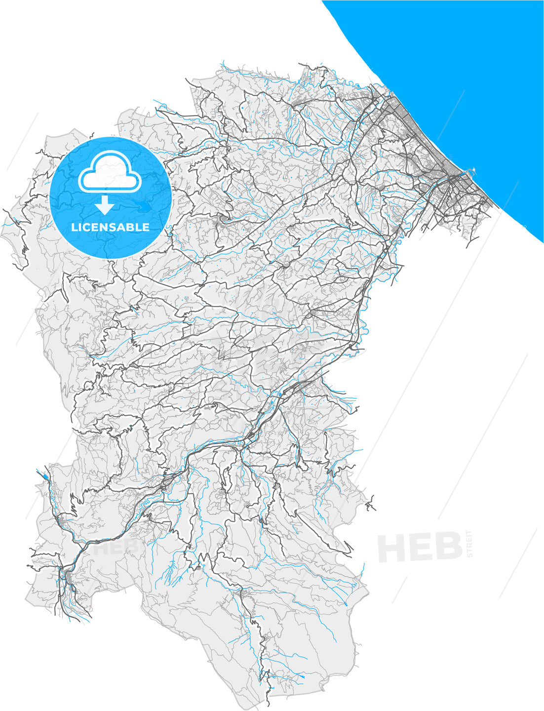 Pescara, Abruzzo, Italy, high quality vector map