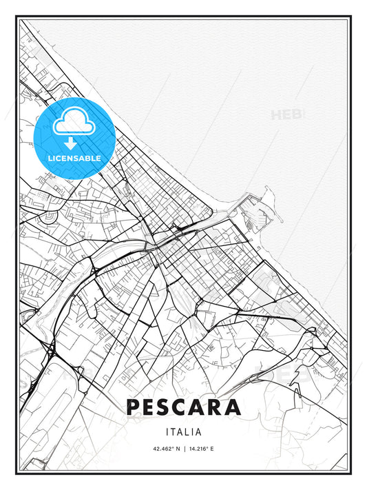 Pescara, Italy, Modern Print Template in Various Formats - HEBSTREITS Sketches