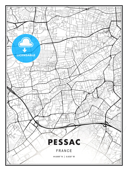 Pessac, France, Modern Print Template in Various Formats - HEBSTREITS Sketches