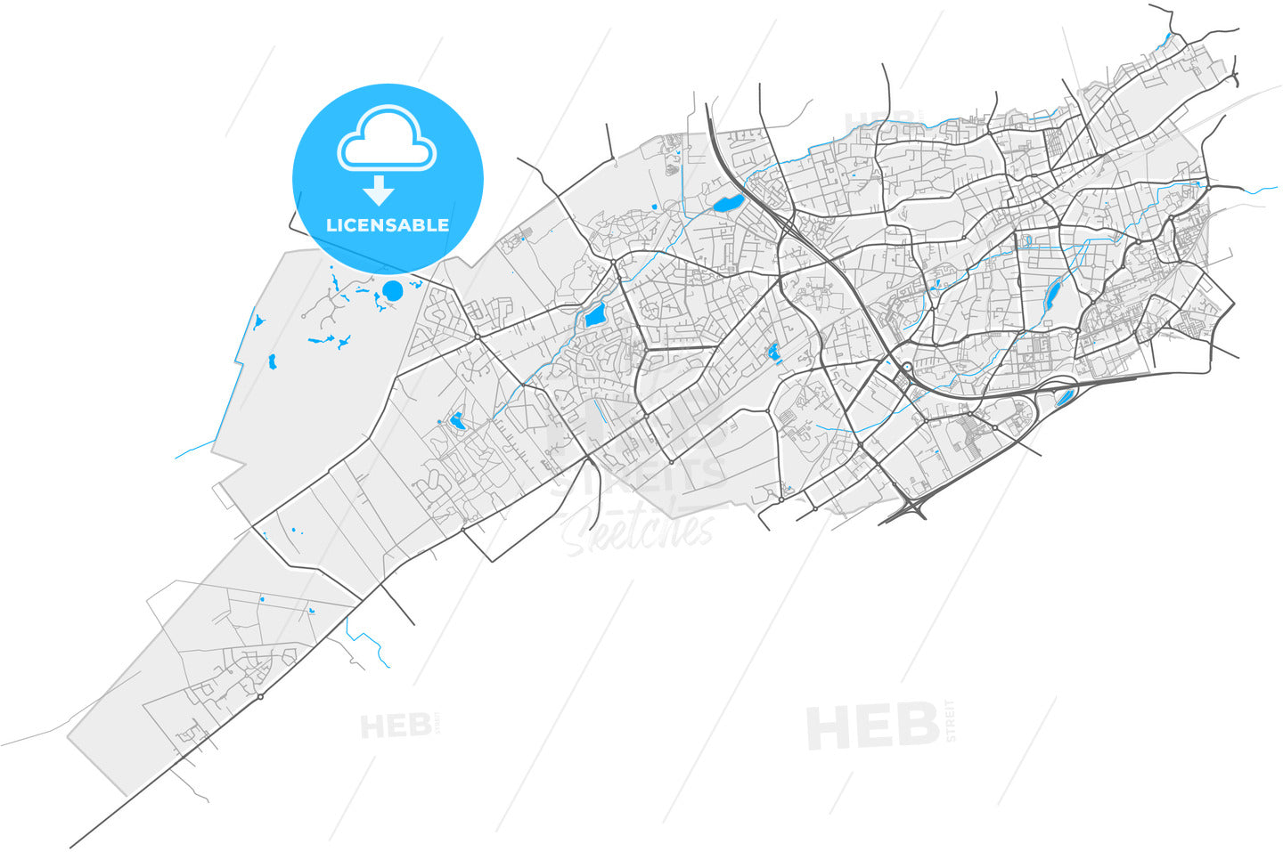 Pessac, Gironde, France, high quality vector map