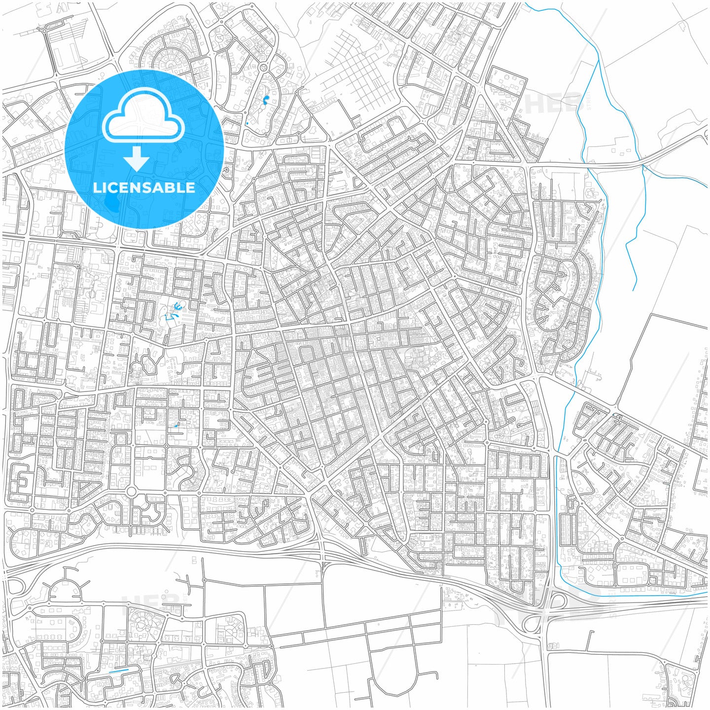 Petah Tikva, Center, Israel, city map with high quality roads.