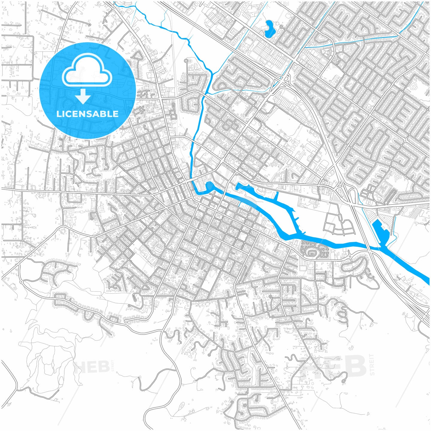 Petaluma, California, United States, city map with high quality roads.