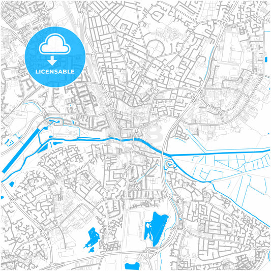 Peterborough, East of England, England, city map with high quality roads.