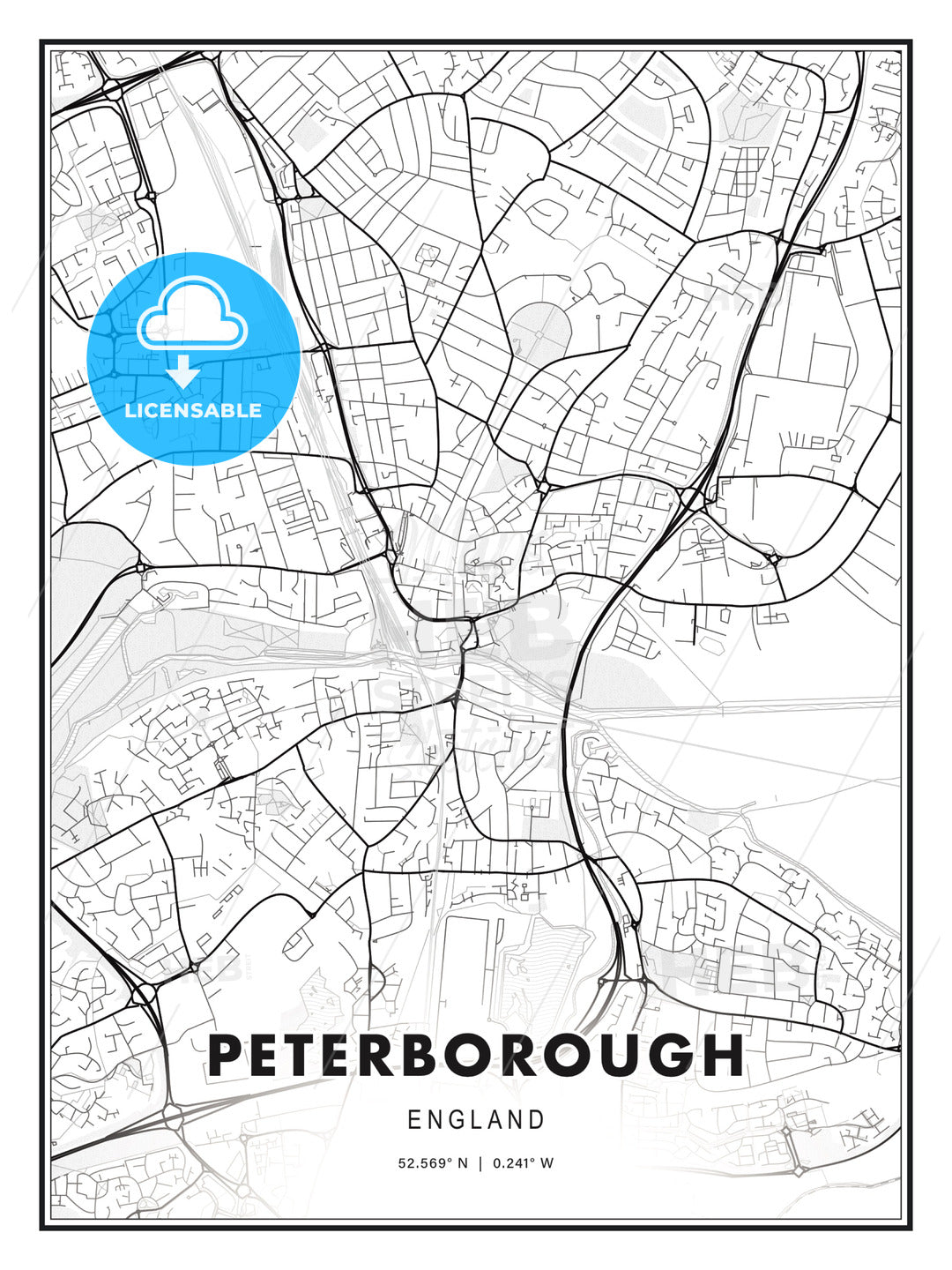 Peterborough, England, Modern Print Template in Various Formats - HEBSTREITS Sketches