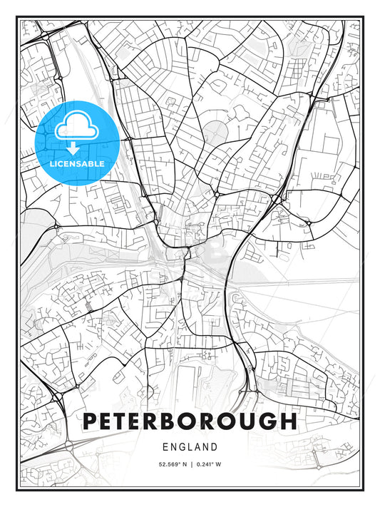 Peterborough, England, Modern Print Template in Various Formats - HEBSTREITS Sketches