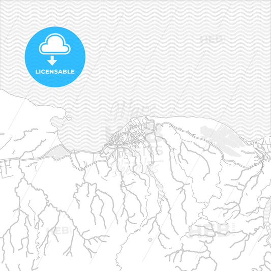 Petit-Goâve, Ouest, Haiti, bright outlined vector map