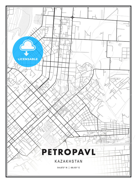 Petropavl, Kazakhstan, Modern Print Template in Various Formats - HEBSTREITS Sketches