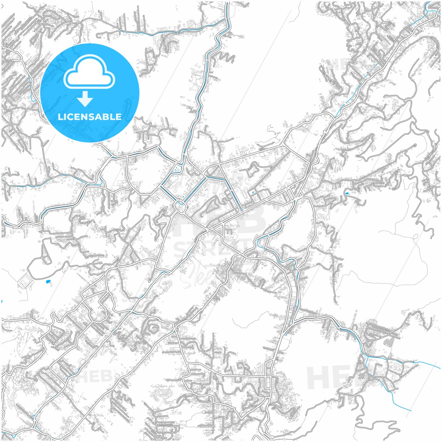 Petropolis, Brazil, city map with high quality roads.