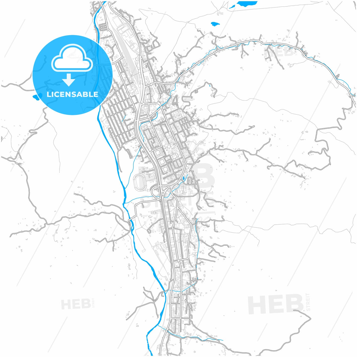 Petroșani, Hunedoara, Romania, city map with high quality roads.