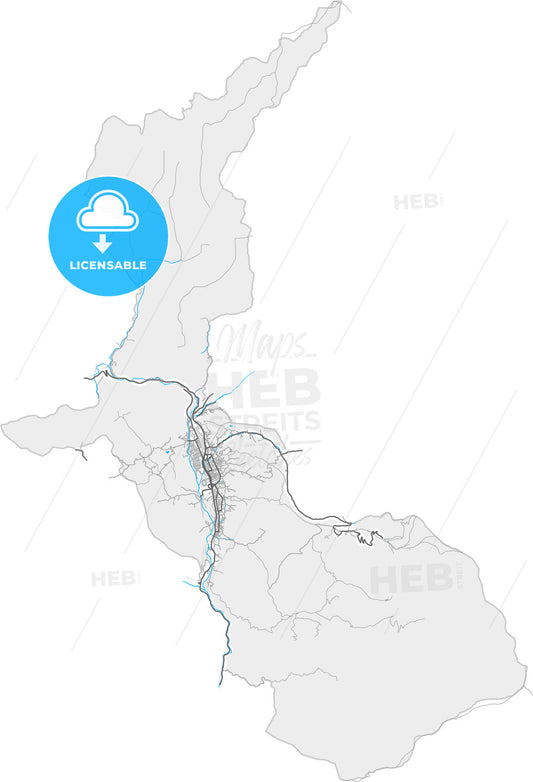 Petroșani, Hunedoara, Romania, high quality vector map