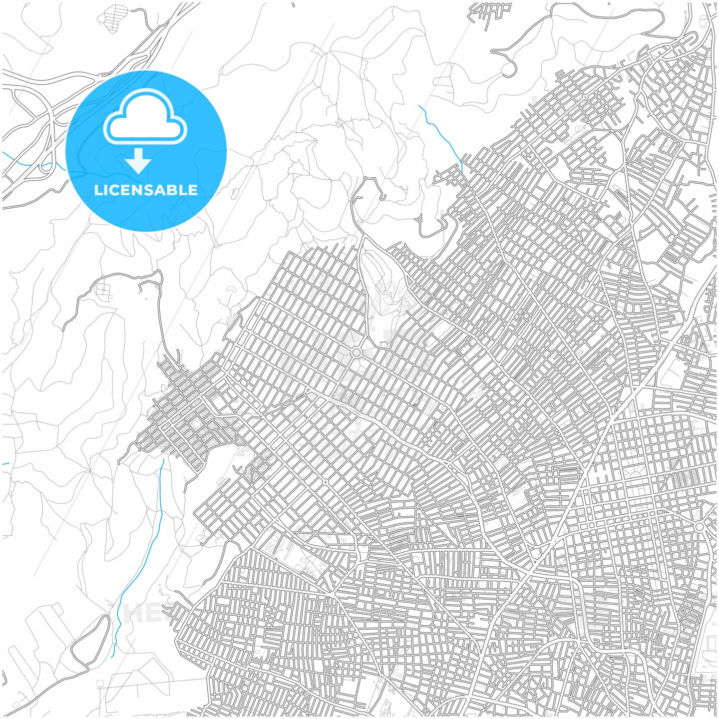 Petroupoli, Attica, Greece, city map with high quality roads.