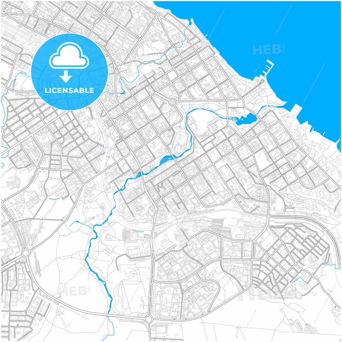 Petrozavodsk, Republic of Karelia, Russia, city map with high quality roads.