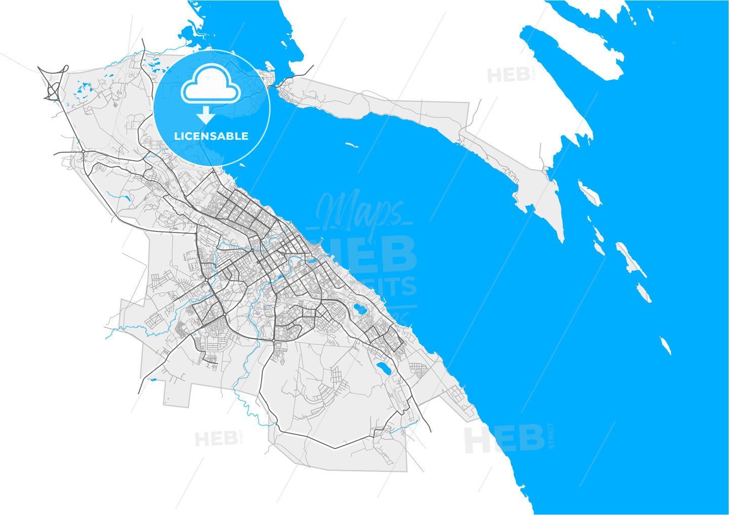 Petrozavodsk, Republic of Karelia, Russia, high quality vector map