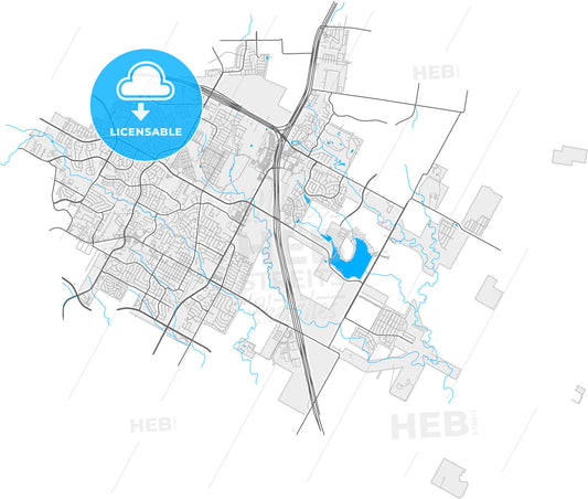 Pflugerville, Texas, United States, high quality vector map