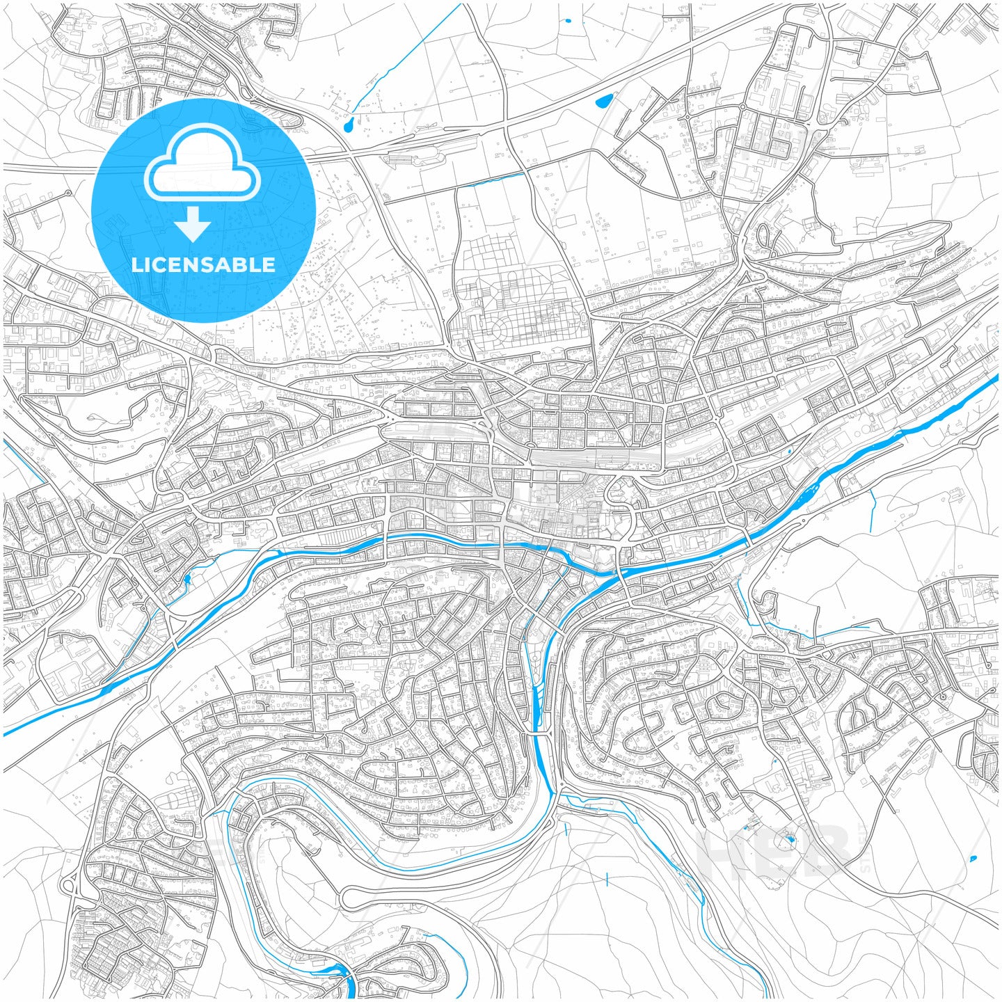 Pforzheim, Baden-Wuerttemberg, Germany, city map with high quality roads.