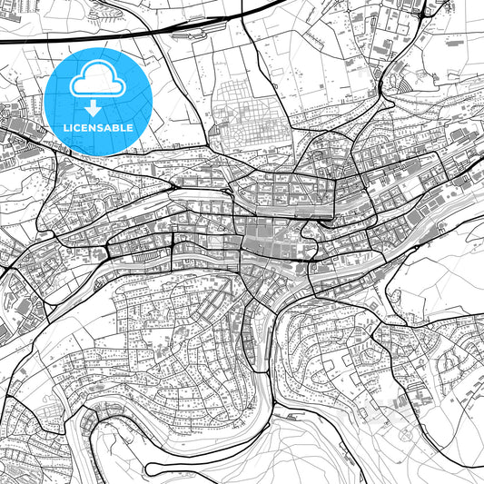 Pforzheim, Germany, vector map with buildings