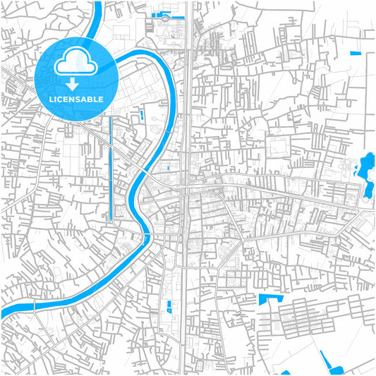 Phitsanulok, Phitsanulok, Thailand, city map with high quality roads.