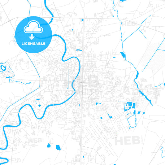 Phitsanulok, Thailand PDF vector map with water in focus