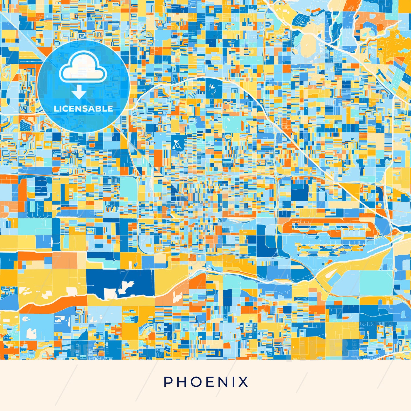 Phoenix colorful map poster template