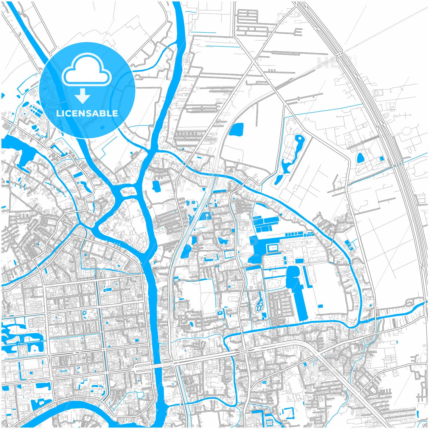 Phra Nakhon Si Ayutthaya, Phra Nakhon Si Ayutthaya, Thailand, city map with high quality roads.