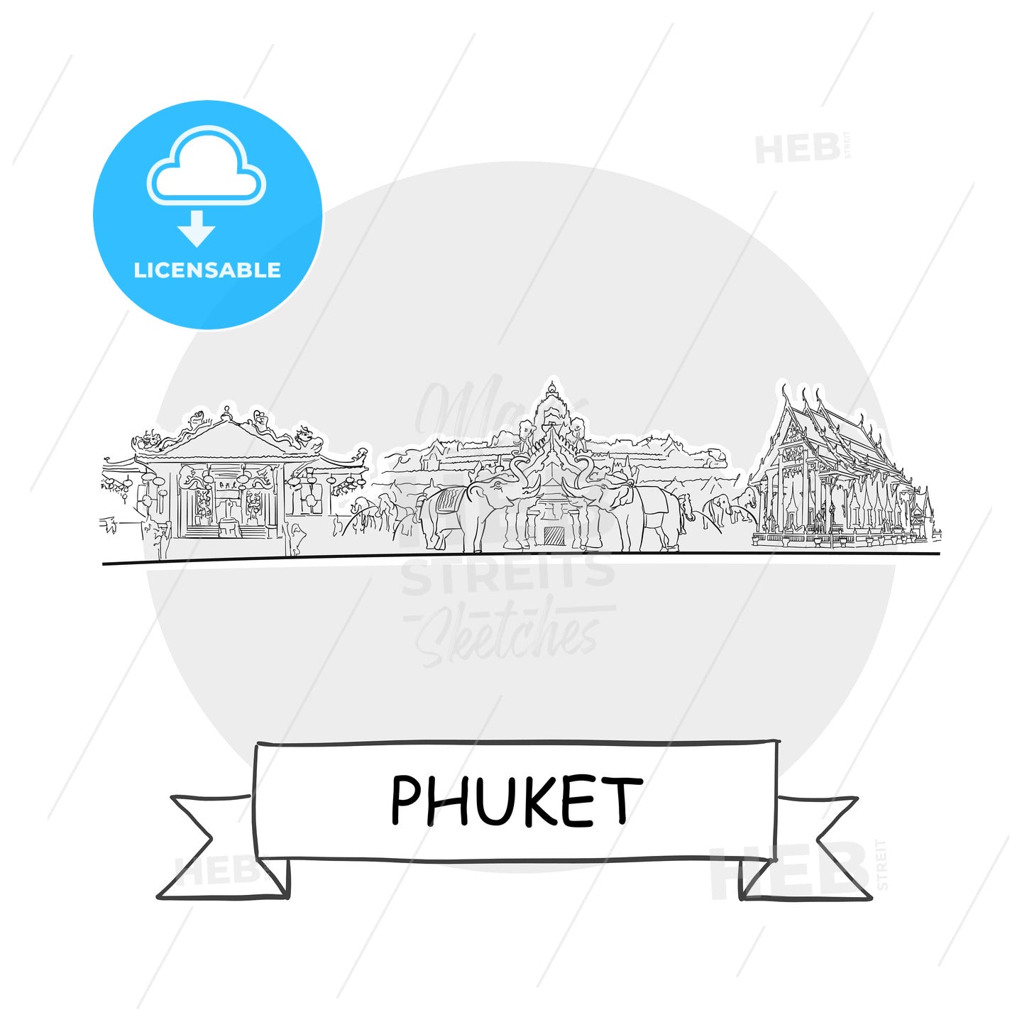 Phuket Cityscape Vector Sign – instant download
