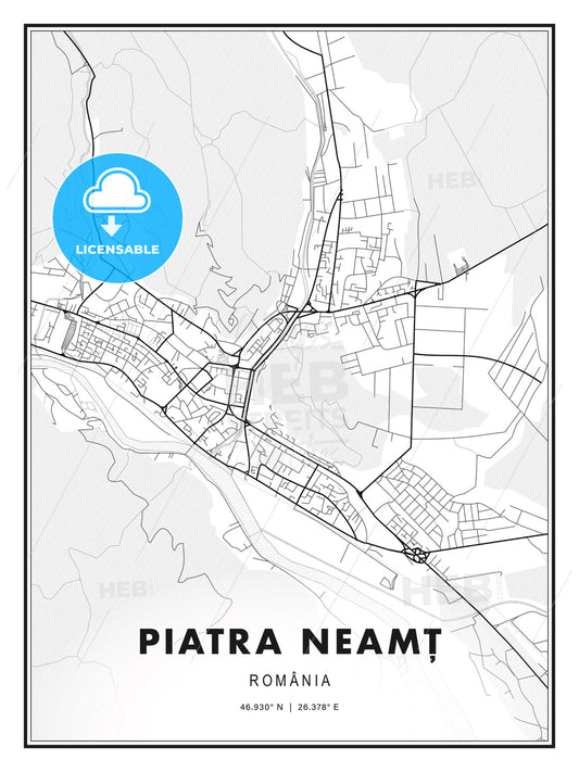 Piatra Neamț, Romania, Modern Print Template in Various Formats - HEBSTREITS Sketches
