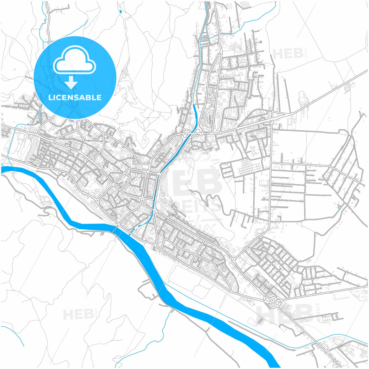 Piatra Neamț, Neamț, Romania, city map with high quality roads.