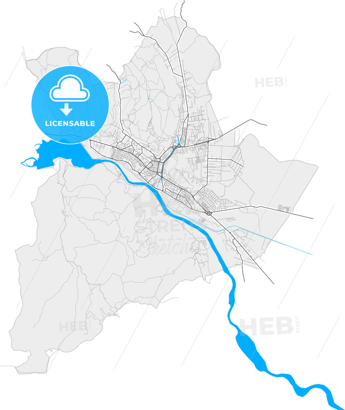 Piatra Neamț, Neamț, Romania, high quality vector map