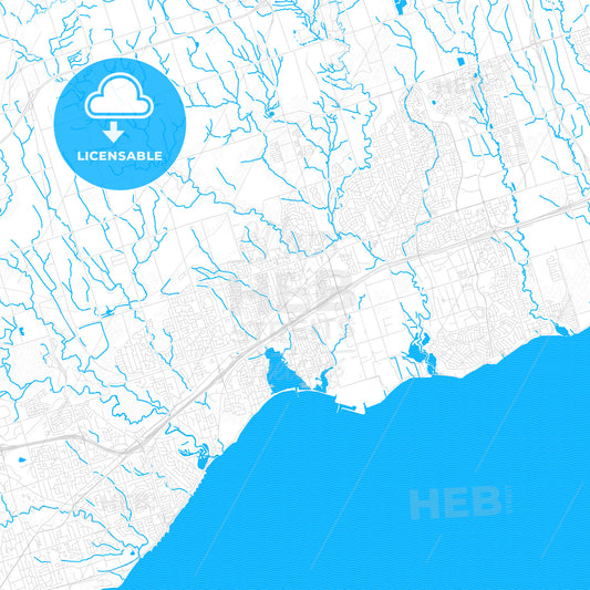 Pickering, Canada PDF vector map with water in focus