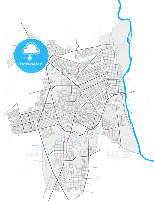 Piedras Negras, Coahuila, Mexico, high quality vector map