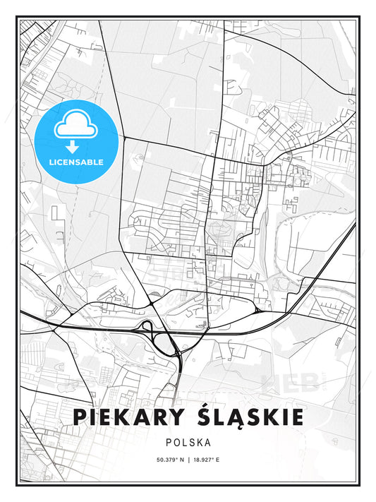 Piekary Śląskie, Poland, Modern Print Template in Various Formats - HEBSTREITS Sketches