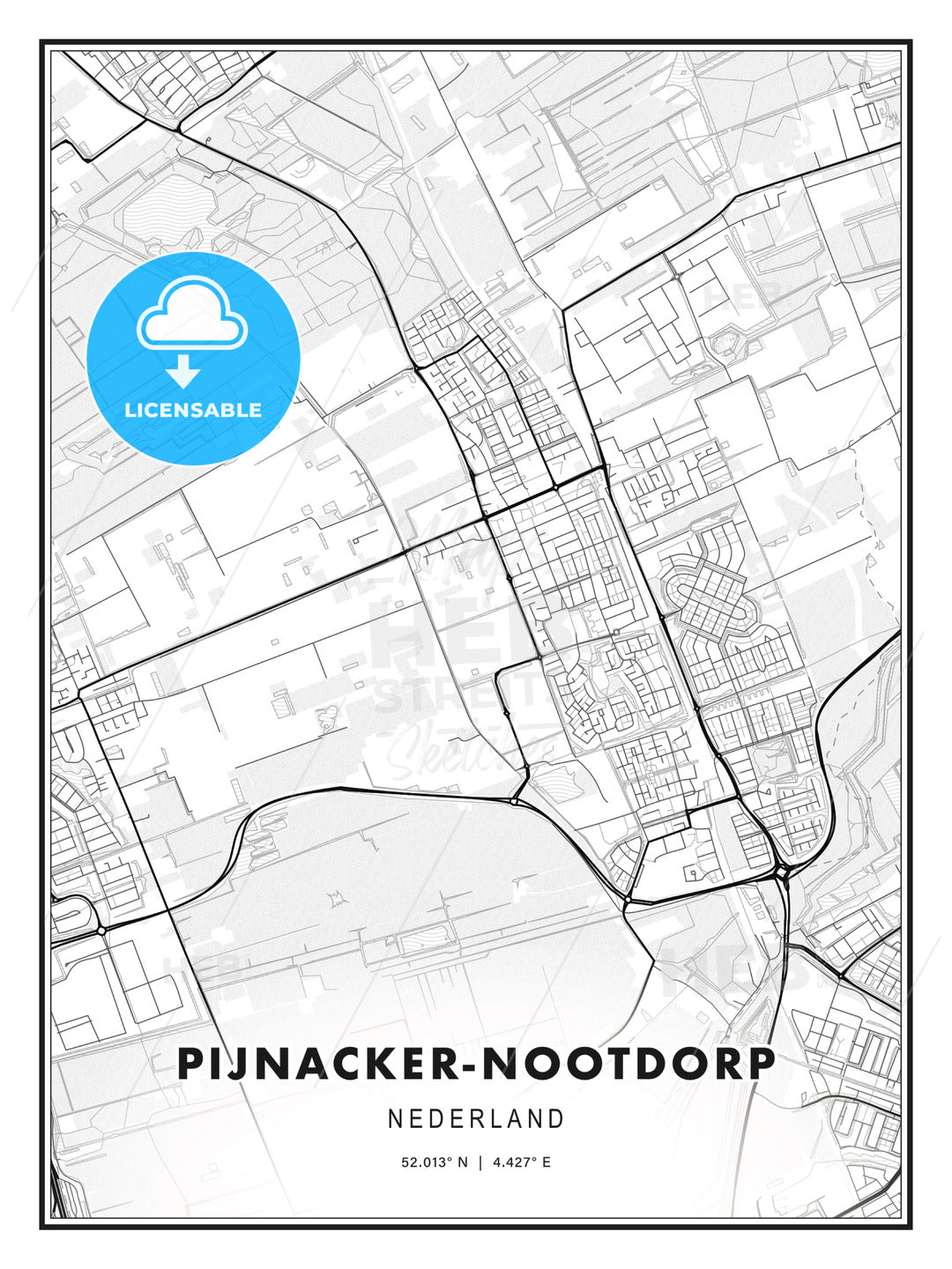 Pijnacker-Nootdorp, Netherlands, Modern Print Template in Various Formats - HEBSTREITS Sketches