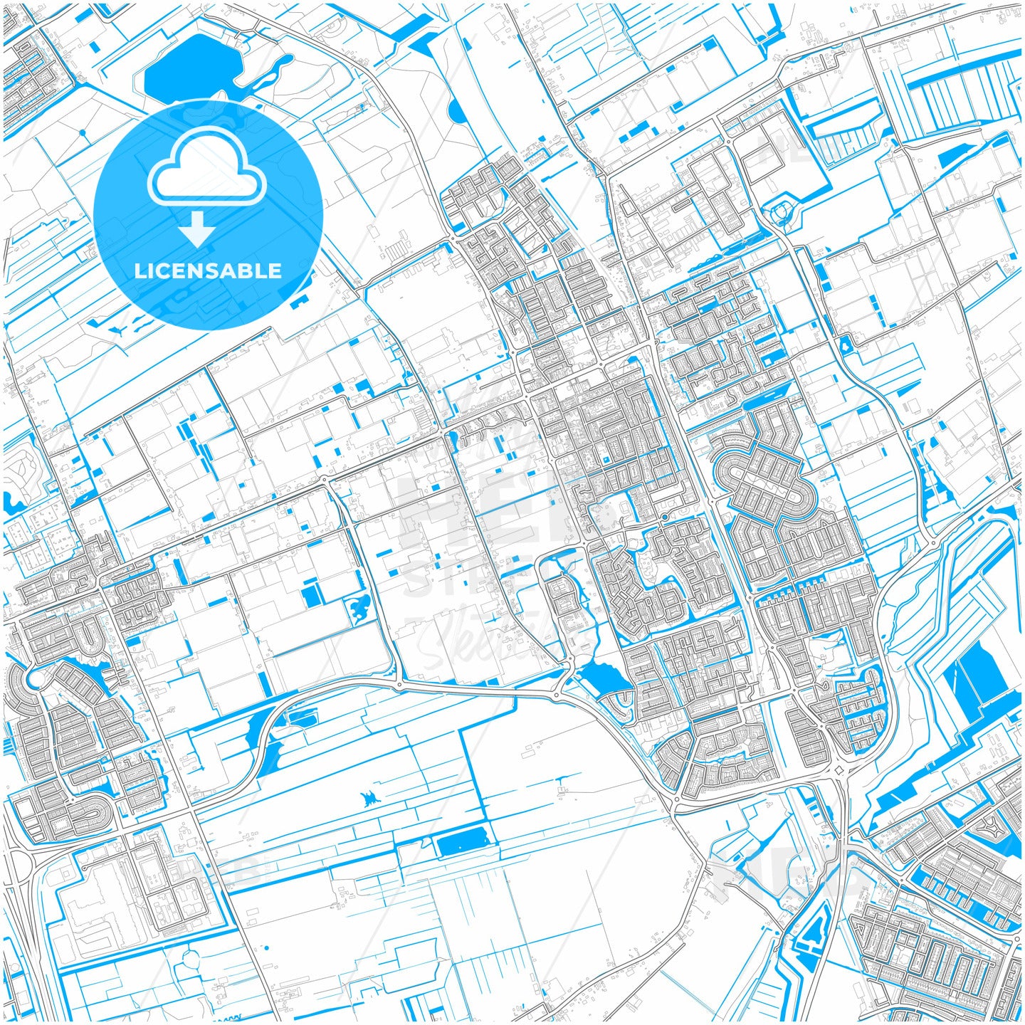 Pijnacker-Nootdorp, South Holland, Netherlands, city map with high quality roads.