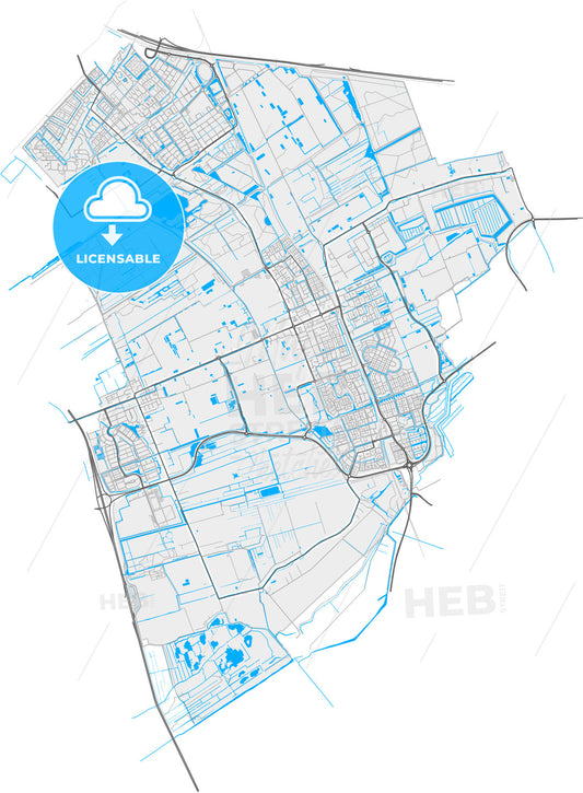 Pijnacker-Nootdorp, South Holland, Netherlands, high quality vector map