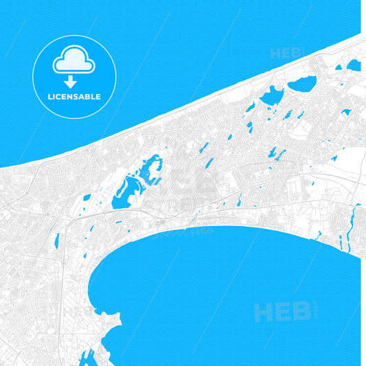 Pikine, Senegal PDF vector map with water in focus