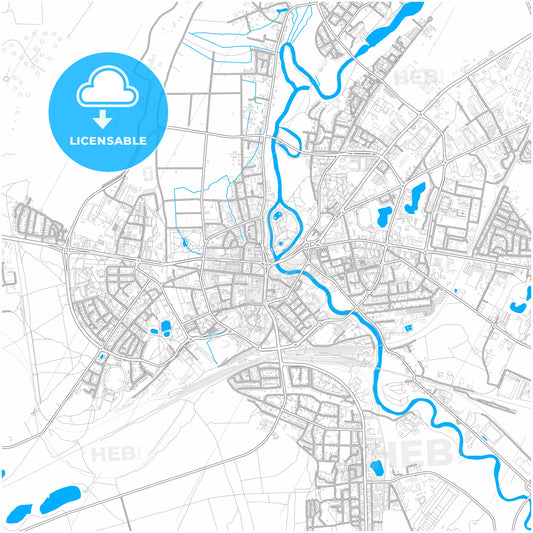 Piła, Greater Poland, Poland, city map with high quality roads.