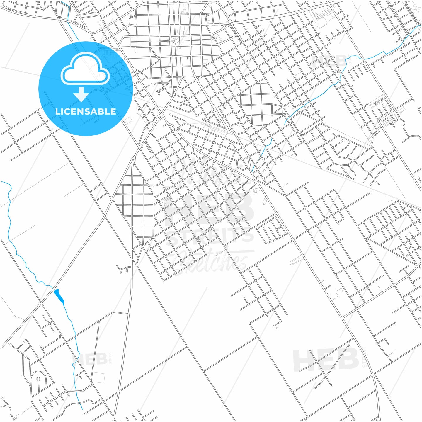 Pilar, Argentina, city map with high quality roads.