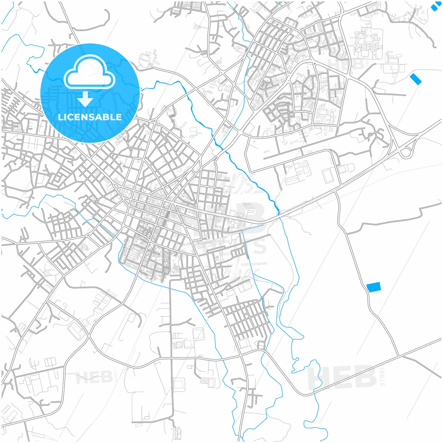 Pinar del Río, Pinar del Río, Cuba, city map with high quality roads.