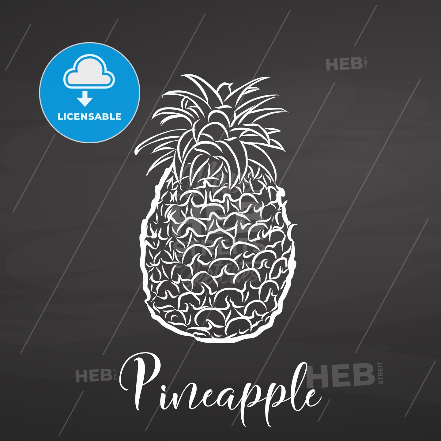 Pineapple fruit on chalkboard – instant download