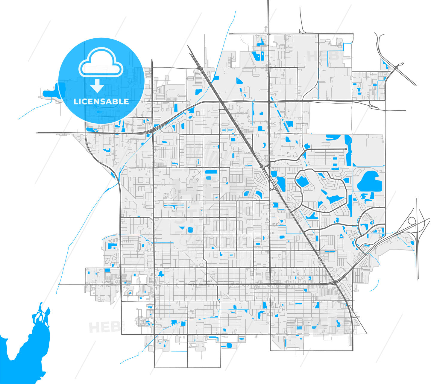 Pinellas Park, Florida, United States, high quality vector map