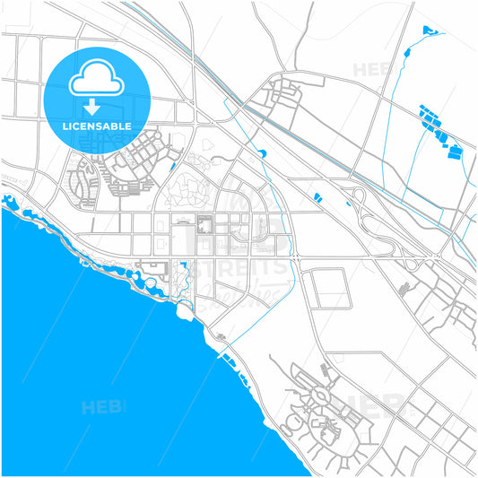 Pingdingshan, Henan, China, city map with high quality roads.